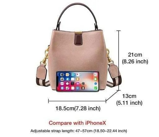 Versatile BECCA Bucket Bag in Durable Split Leather