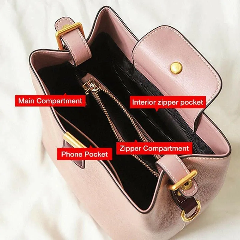 Versatile BECCA Bucket Bag in Durable Split Leather