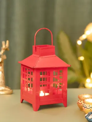 VON CASA Metal Candle Lantern - Red