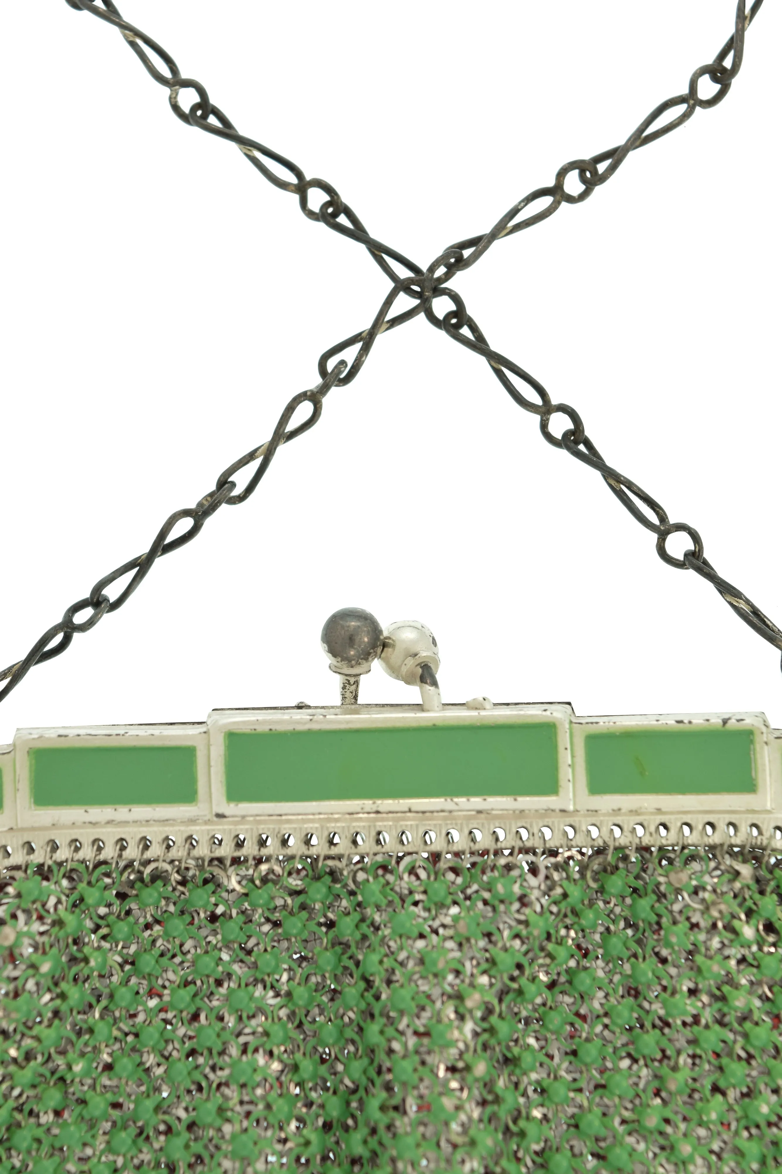 Whiting & Davis Vintage 1920s 'Beadlite' Seafoam Green Art Deco Mesh Small Handbag